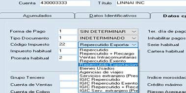 Repercutido exportaciones contabilidad